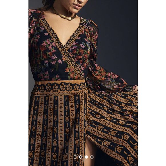 New Farm Rio for Anthropologie Side Slit Maxi Dress Size 2xs - Picture 3 of 8